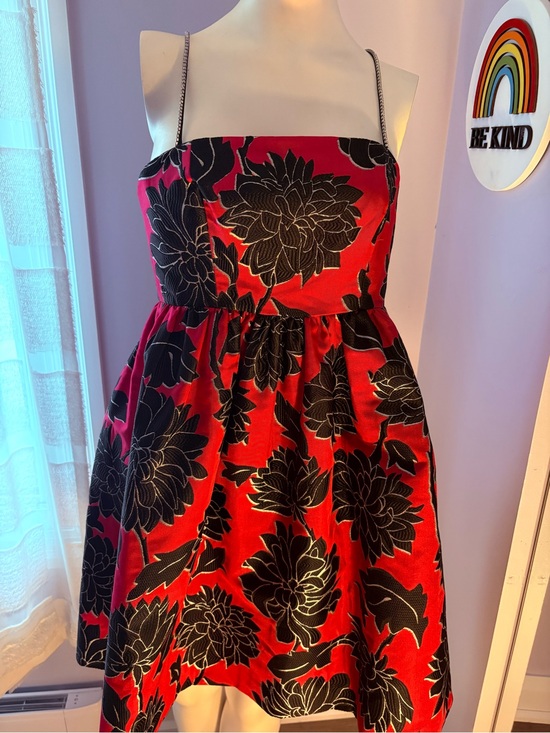 kate spade Dresses & Skirts - kate spade Red Floral Fit-and-Flare Dress with Black Flower Print